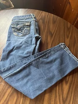 Vanity Premium Collection Jeans Women Size 28W/33L Boot Cut Rips Embroidered • $19.99
