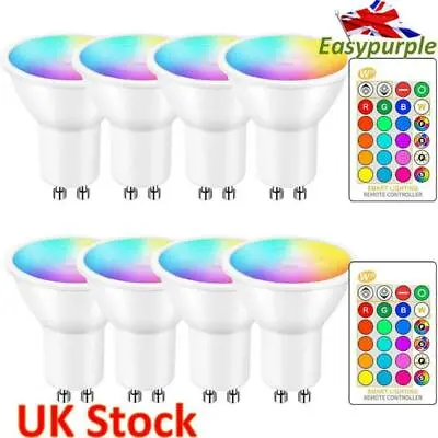 £40.59 • Buy 1-10x GU10 5W 16 Color Changing RGB Dimmable LED Light Bulbs Lamp RC Remote Spot