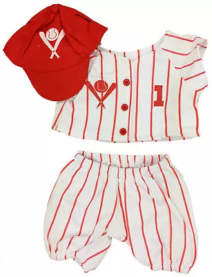 Red Pinstripe Baseball Outfit Fits Most 14  - 18  Build-a-bear And Make Your Own • $15.43