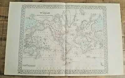 Antique Colored MAP - THE WORLD ON THE MERCATOR PROJECTION - 1880 • $100