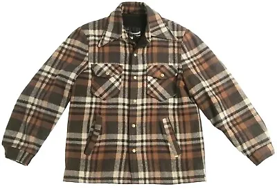 Vintage Montgomery Ward Mens Medium Wool Flannel Sherpa Lined Plaid Coat Jacket  • $55