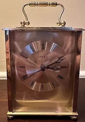 Vintage Linden Westminster Gold Brass Battery Desk Mantle Clock 5  • $25