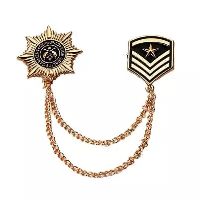 Medal Badge Chain Charms Brooch Pin Fancy Dress Cosplay Uniform Corsage • £4.12