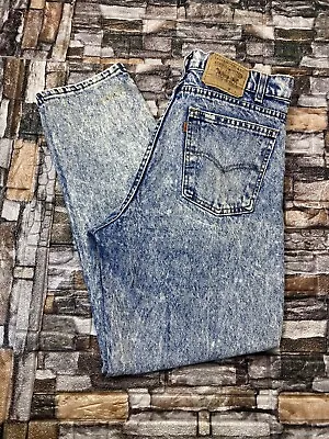 Vtg Levis 550 Jeans Mens 36x30  (34x30) Orange Tab Blue Denim Acid Wash Tapered • $55