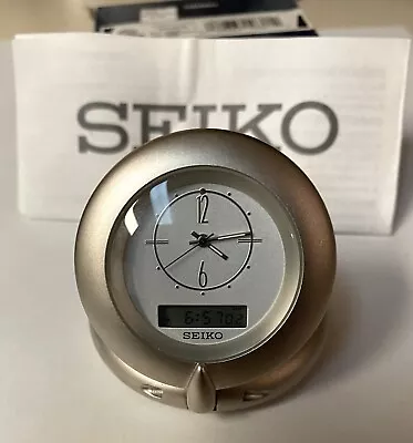 Seiko QHT201SL-Vintage Travel Alarm Clocks Analog & Digital-New Open Box-RARE • $35