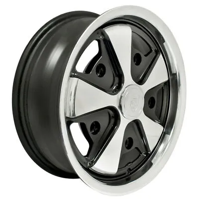 15  X 5-1/2  Vw Bug 5 Lug Black/Polished Empi 911 Alloy Wheel W/ Cap-Valve Stem • $283.95