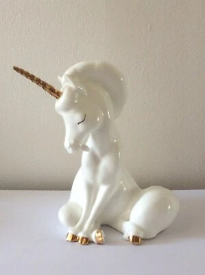 £3.95 • Buy Royal Osborne Large Seated Unicorn  7  Tall White Gold Fine Bone China Repaired