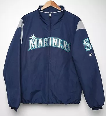 MAJESTIC MLB Seattle Mariners Navy Blue Thermabase Jacket Size L EUC • $75