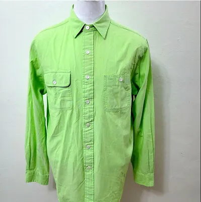 Polo Ralph Lauren Men's Size L Solid Green Cotton Long Sleeve Casual Shirt • $24.99