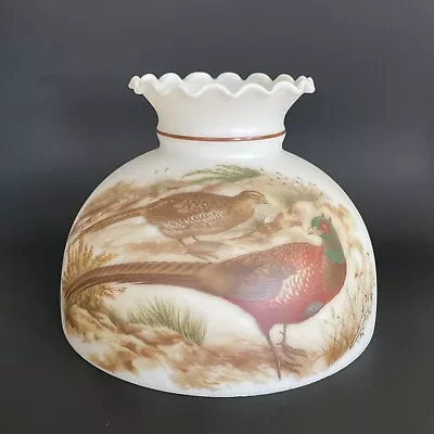 Vintage GWTW 10  Fitter White Glass Pheasant Oil Or Electric Dome Lamp Shade • $59