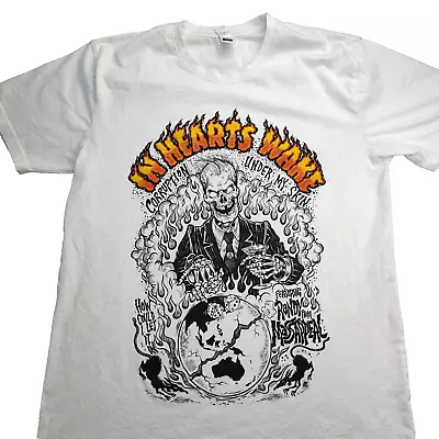 In Hearts Wake Shirt Size Large - Metal Band Merch Logo Skull Flames Casual VGC • £13.67