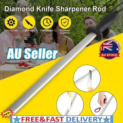 Knife Sharpener Rod Diamond Steel Manual Knife Sharpening Pro Portable 600# 30cm • $17.95