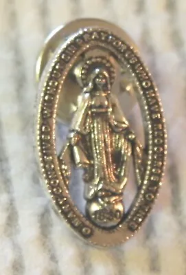 Miraculous Medal Lapel Pin Virgin Mary Small Silver Tone Catholic • $7.49