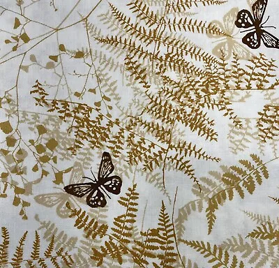 Vintage Vera Oval Tablecloth Beige And Brown Ferns And Butterflies 59  X 80  • $50