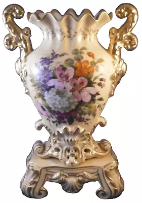 Antique 19thC Vieux Paris Porcelain Floral Beige Ground Vase Porzellan French #2 • $549.99