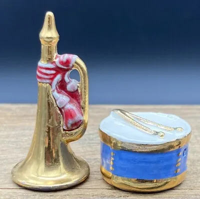 Vintage Arcadia Miniature Salt And Pepper Shakers Drum & Horn Instruments • $59.85