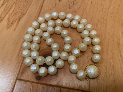 £33.12 • Buy Vintage Signed Trifari Crown Large Faux Pearl Long 28” Beaded Necklace