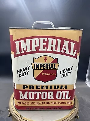 VINTAGE IMPERIAL HEAVY DUTY Premium MOTOR OIL 2 GALLON Metal CAN Advertising • $50