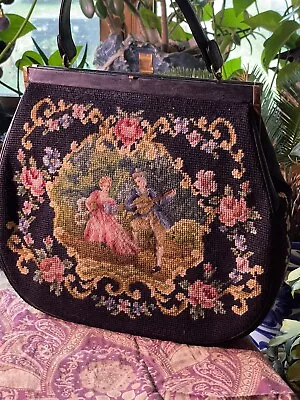 Large Vintage Eric Handbag Of NYC Rare Needlepoint Wool Embroidered 50s Bag • $350