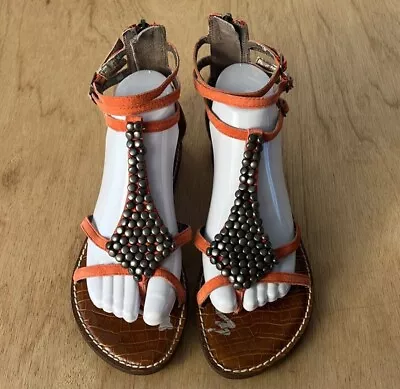 Sam Edelman Ginger Sandals Women's Size 9M Coral Suede/Fabric Gladiator Studded • $24.99