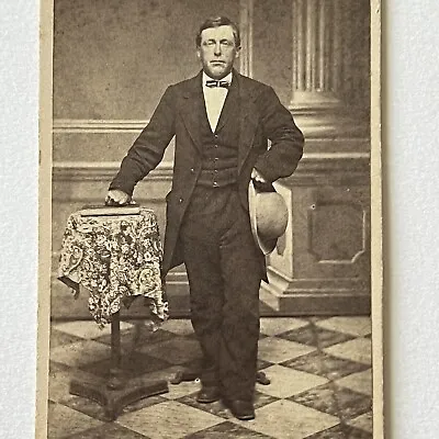 Antique CDV Photograph Charming Man Hat Book Photo Stand ID Andrew Berry • $16.95