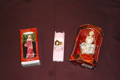 Two 4  Marilyn Monroe Hallmark Ornaments MIP And 5  Pink Cadillac  • $18.39