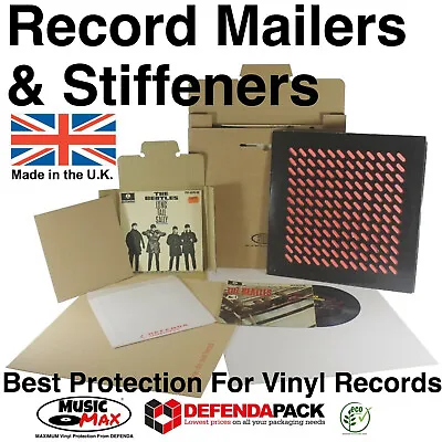 Vinyl 12  LP 7  Singles Record Mailers Postal Packaging Boxes Stiffener MusicMax • £13.40