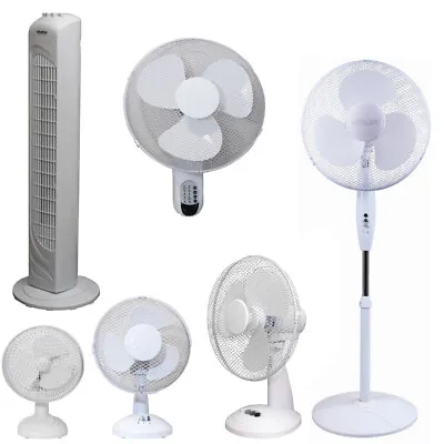 £33.02 • Buy Desk Fans White Home Office Tower Pedestal Wall 6  9  12  16 