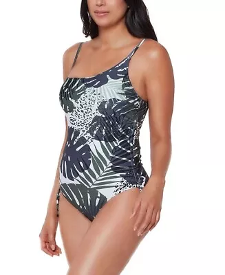 New BAR III Moody Tropics Printed One Shoulder Swimsuit Size Small NWT Swimwear • $11.69