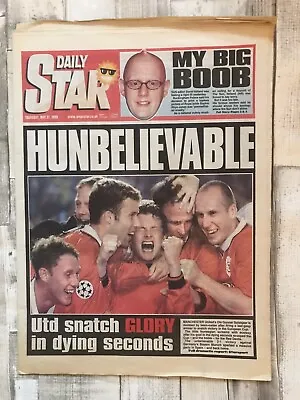 Daily Star Newspaper May 27 1999 Manchester United Treble Spanish Edition • £14.99