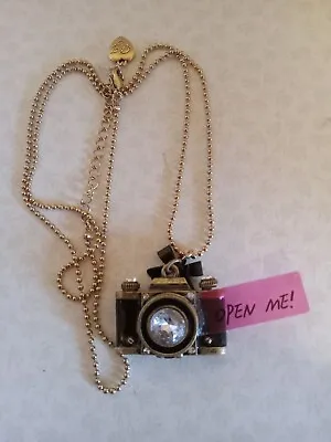 Betsey Johnson Vintage Pendant Necklace Camera Trinket Bow Rare Signed. • $36