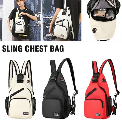 Men Small Chest Bag Pack Travel Sport Shoulder Sling Backpack Cross Body Outdoor • £8.46