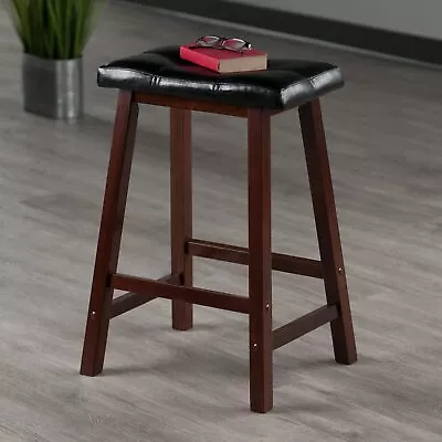 Wooden Saddle Seat Stool Counter Height Cushioned Kitchen Dining Room 24.84  • $45.55