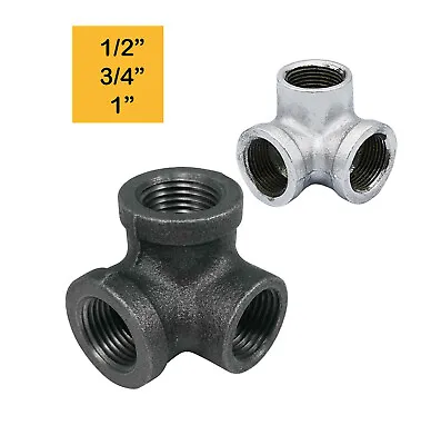 3 WAY Side Outlet ELBOW Black & Galvanized Malleable Iron Pipe Fitting 1/2  - 1  • £4.70