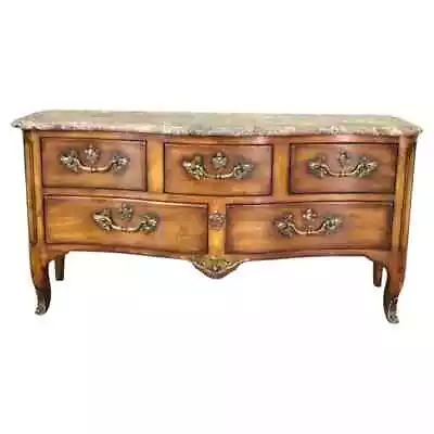 Fine Quality French Louis XV Marble Top Low Wide TV Stand Dresser Commode • $2295