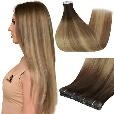 Insert Tape In Hair Extensions 5Pcs Virgin Injection Tape In Hair Color 3 Bro... • $56.91