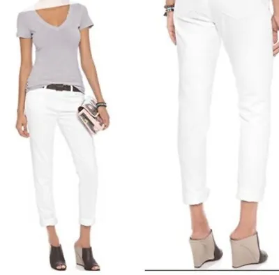 J BRAND BNWT White 100% Heavy Cotton JAKE Sz 27 Low Rise Boyfriend Jeans £215 • $24.89