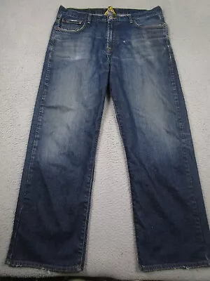 Lucky Brand Jeans Mens 36x30 Blue Denim Straight 165 Dark Wash Cotton Blend • $17.97
