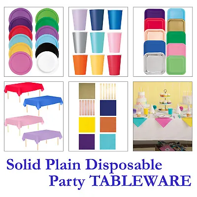 Paper Napkins Paper Plates Paper Cups Plastic Table Cloth Cover Tablecover • £13.95