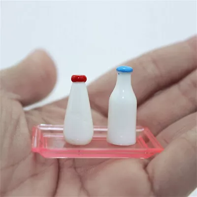 10pcs 1:12 Miniature Milk Bottles Dollhouse Kitchen Accessories Decor Scene • $5.69