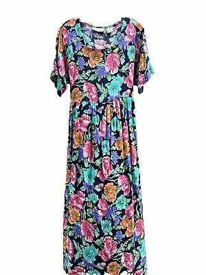 Diane Von Furstenberg Color Authority Floral Maxi Dress Tie- Back~size 1X • $42