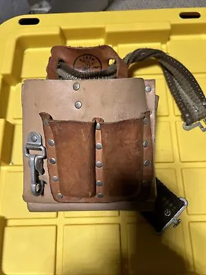 Vintage Klein Tan Leather Lineman Tool Work Belt Pouch Vintage 5164 • $17