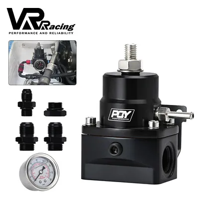 $32 • Buy PQY Adjustable Efi Fuel Pressure Regulator Bypass Gauge 6AN 8AN Fitting Injected