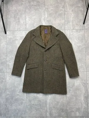 Rare Beaver's Harris Tweed Men's Wool Brown Coat Size 50 • $215.99