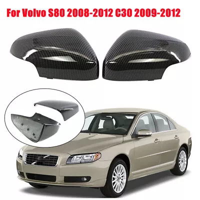 Carbon Fiber Door Side Mirror Cover Cap For Volvo S80 2008-2012 C30 2009-2012 • $35.04