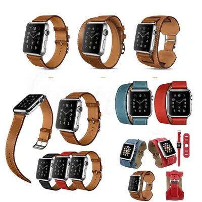 $20.15 • Buy Leather Band Strap Bracelet Watchband Adapter For Apple Watch IWatch 38/42mm