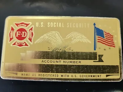 Vintage Perma-Plate FIREMAN  Social Security ID Card  NOS 1970'S Fire & Rescue • $8.79