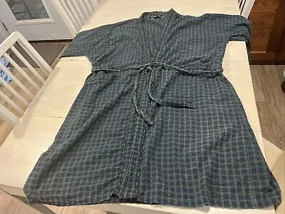 STATE O MAINE MEN'S PLAID Gingham LOUNGE ROBE W/ 3 Pockets Size 1X/2X • $18.50