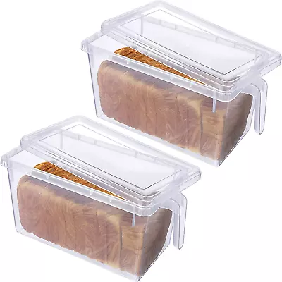 2 Pcs Plastic Large Bread Box Clear Bread Storage Container For Kitchen Counter • $27.49