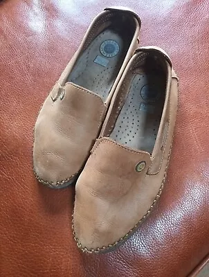 Mens Tan Leather Shoes Loafers Beach Casual Slip On Driving Size 6 EU 39 • £13